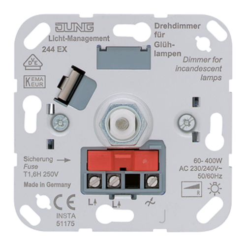 Механизм поворотно-нажимного светорегулятора-переключателя JUNG, 60-400 Вт