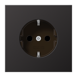 Розетка JUNG LS METAL, скрытый монтаж, с заземлением, со шторками, антрацит