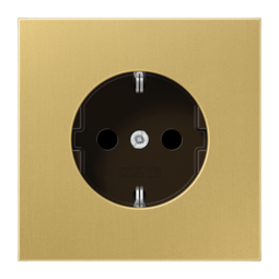 Розетка JUNG LS METAL, скрытый монтаж, с заземлением, со шторками, латунь