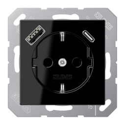 Розетка 2К+З 16А 250В~, с разъемом USB Typ AC